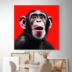 tableau singe rouge carre 4.webp