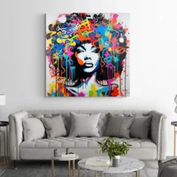 tableau street art art femme africaine carre 2.webp