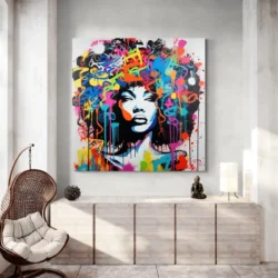 tableau street art art femme africaine carre 3.webp