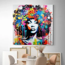 tableau street art art femme africaine carre 4.webp