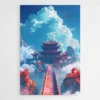 tableau temple japonais dans les nuages 1.webp