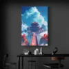 tableau temple japonais dans les nuages portrait 2 3 2.webp