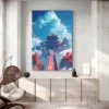 tableau temple japonais dans les nuages portrait 2 3 4.webp
