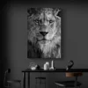 tableau tete de lion noir et blanc portrait 2 3 2.webp