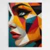 tableau visage femme cubisme colore 1.webp