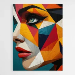 tableau visage femme cubisme colore 1.webp