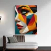 tableau visage femme cubisme colore portrait 3 4 2.webp