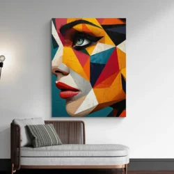 tableau visage femme cubisme colore portrait 3 4 2.webp