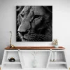 Tableau lion art digital meuble blanc.webp