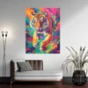 Tableau tigre multicolore deco moderne.webp