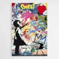 tableau banksy la petite fille au ballon street art 1.webp