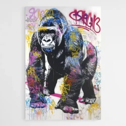tableau gorille street art rose 1.webp