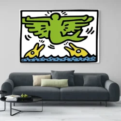 tableau keith haring dolphin flying angel paysage 3 2 3.webp