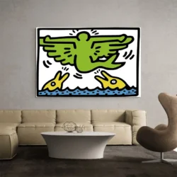 tableau keith haring dolphin flying angel paysage 3 2 4.webp