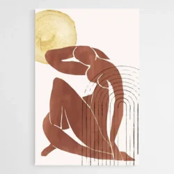tableau minimaliste femme soleil dore 1.webp