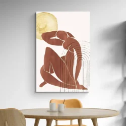 tableau minimaliste femme soleil dore portrait 2 3 2.webp