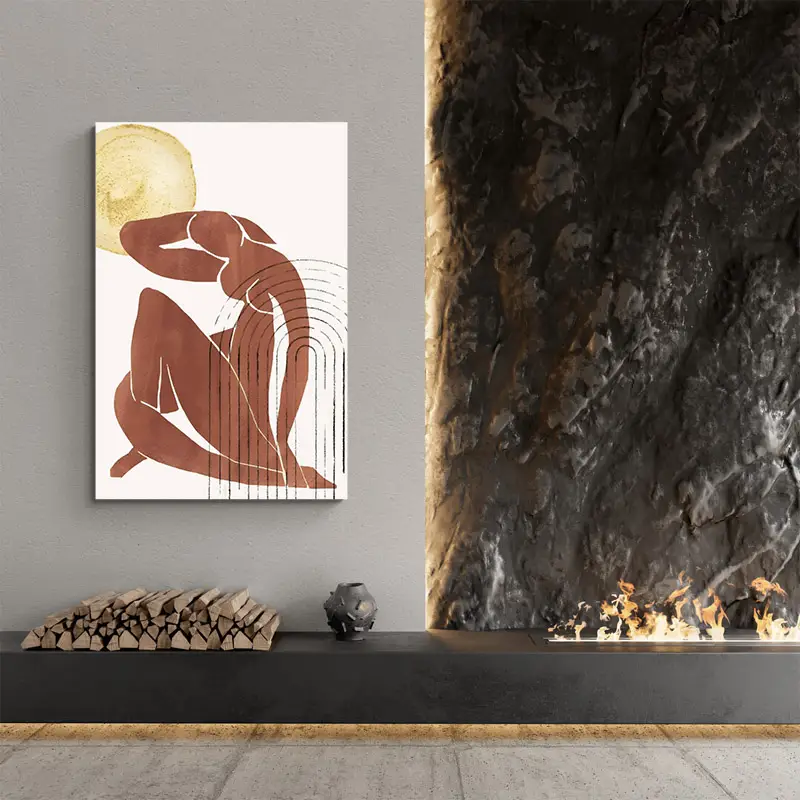 tableau minimaliste femme soleil dore portrait 2 3 4.webp