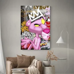 tableau panthere rose portrait 2 3 4.webp