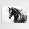 tableau peinture cheval noir et blanc 1.webp