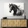 tableau peinture cheval noir et blanc paysage 3 2 2.webp