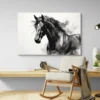 tableau peinture cheval noir et blanc paysage 3 2 4.webp