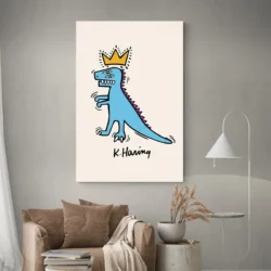 tableau pop art keith haring dinosaure portrait 2 3 2.webp