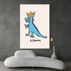 tableau pop art keith haring dinosaure portrait 2 3 4.webp