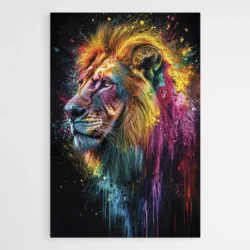 tableau pop art lion colore 1.webp