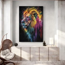 tableau pop art lion colore portrait 2 3 3.webp