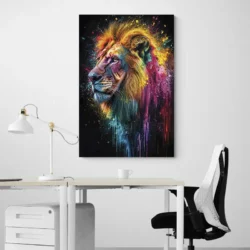tableau pop art lion colore portrait 2 3 4.webp