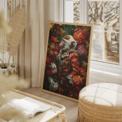 tableau singe moderne fleurs portrait 2 3 4.webp