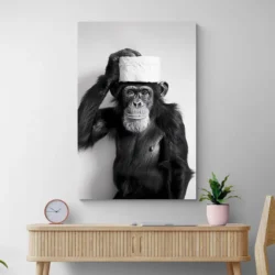 tableau singe noir et blanc toilettes portrait 2 3 2.webp