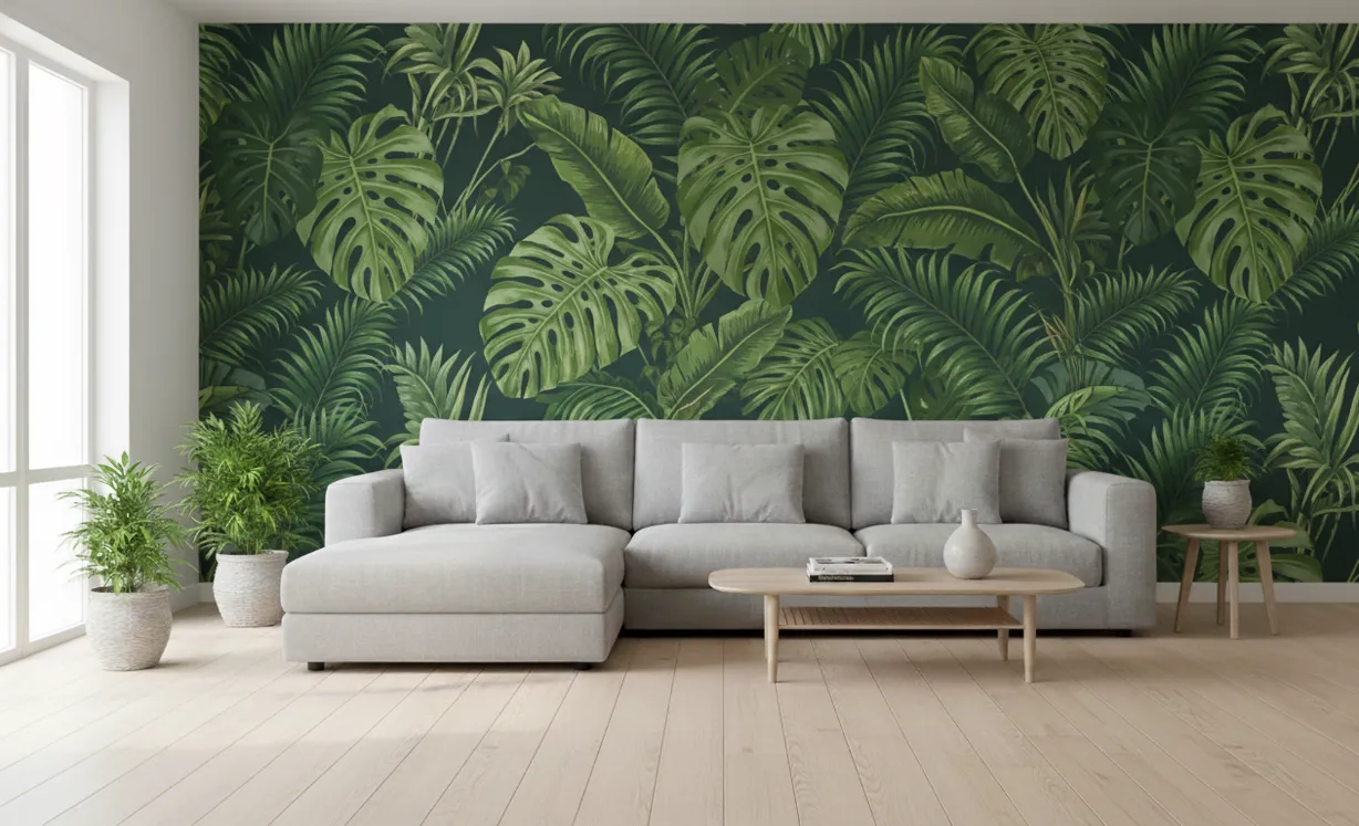 Comment décorer un grand mur de salon papier peint