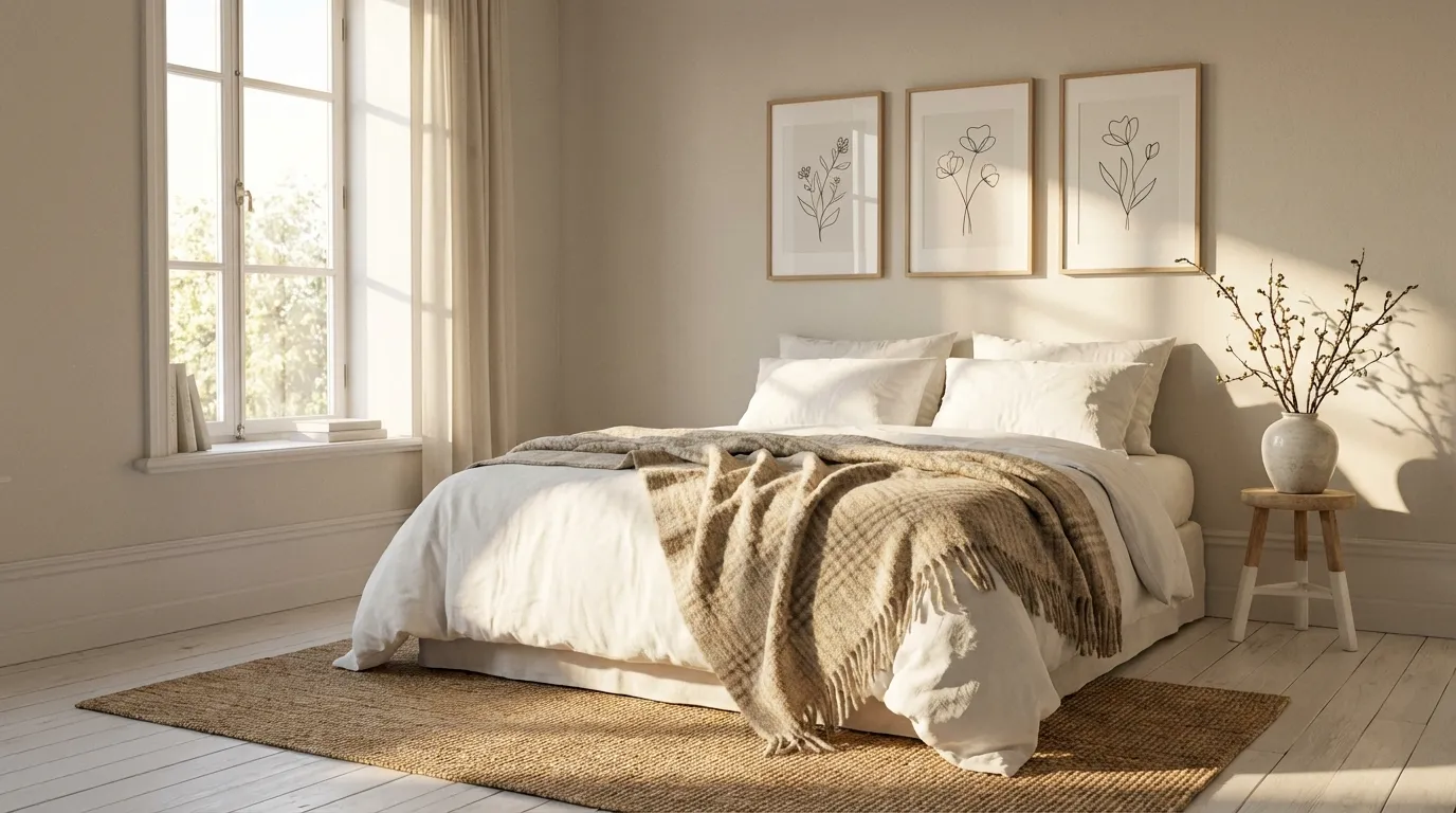 10 inspirations pour une chambre au style scandinave épuré et cosy chambre scandinave deco cosy lit bois clair parure lin textile naturel lumiere douce