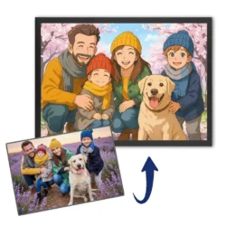 Tableau personnalisé famille style Ghibli