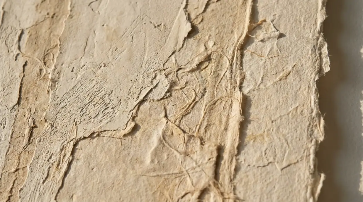 Japandi et Wabi-Sabi : Comment choisir vos affiches pour une ambiance zen ? texture wabi-sabi affiche art mural grain papier ombres douces matériaux bruts encre naturelle gros plan