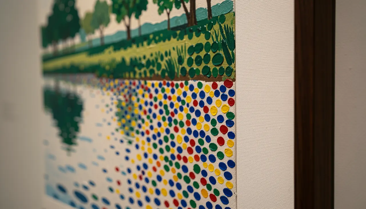 Détail de la Grande Jatte de Seurat montrant la technique des points