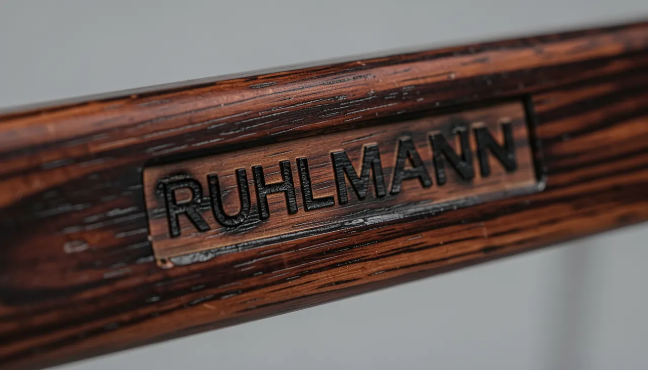 Marque authentification Détail estampille Ruhlmann sous commode Art Déco