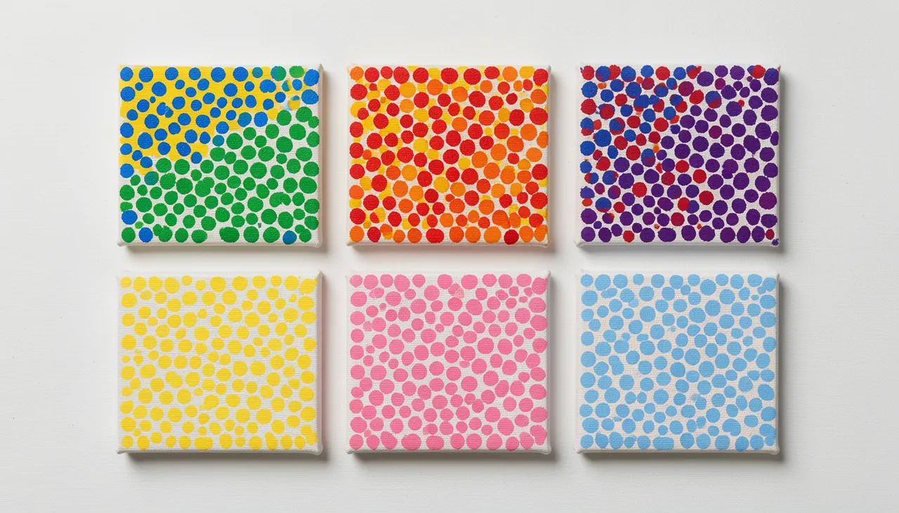 Nuancier visuel des mélanges optiques pointillistes