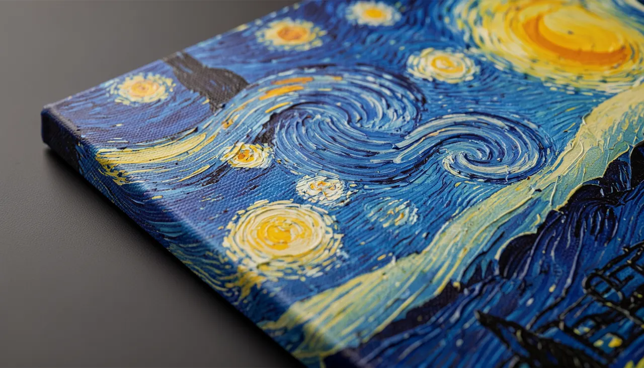 Nuit étoilée Van Gogh détail Reproduction sur toile de La Nuit étoilée de Van Gogh avec détail des tourbillons