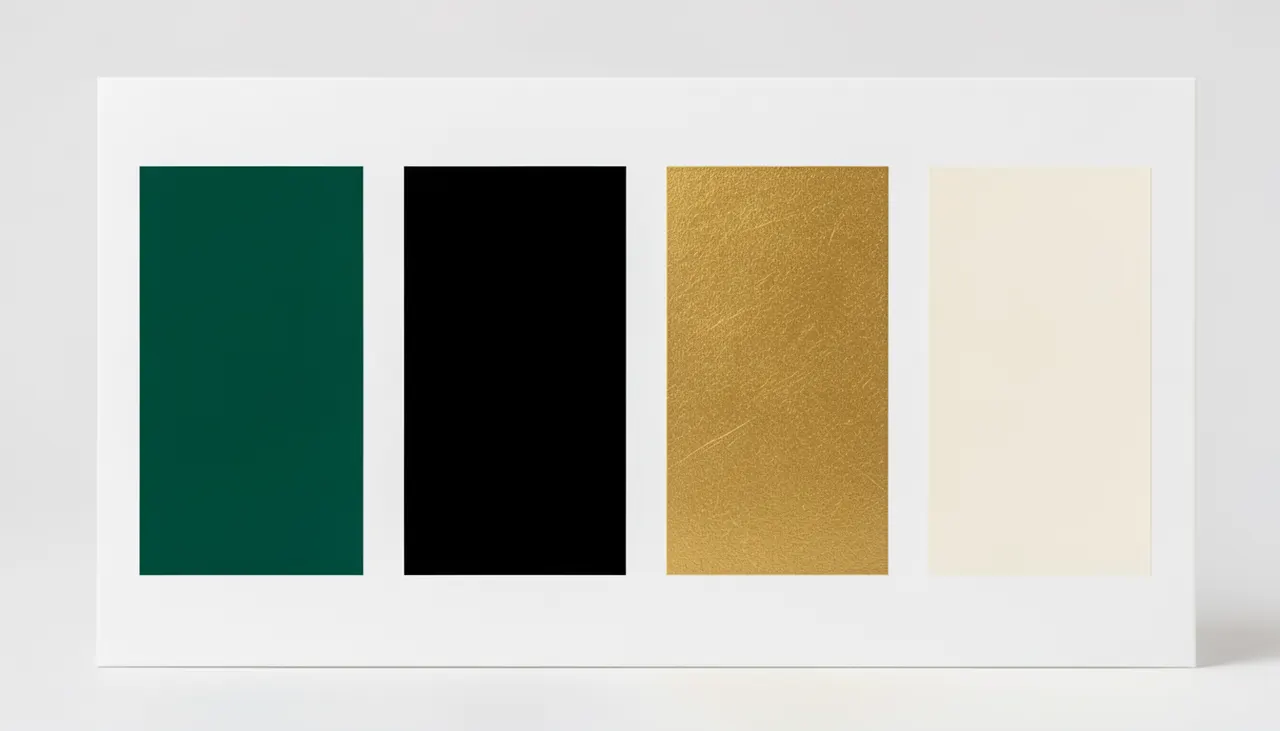 Palette Art Déco Nuancier Art Déco vert émeraude noir or ivoire