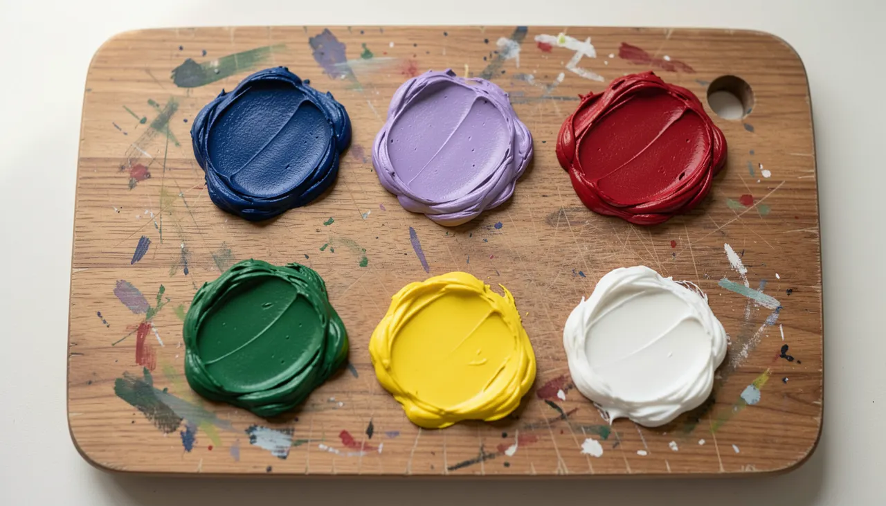 Palette des ombres colorées Nuancier des couleurs d'ombre impressionnistes : bleu outremer, violet de cobalt, vert émeraude