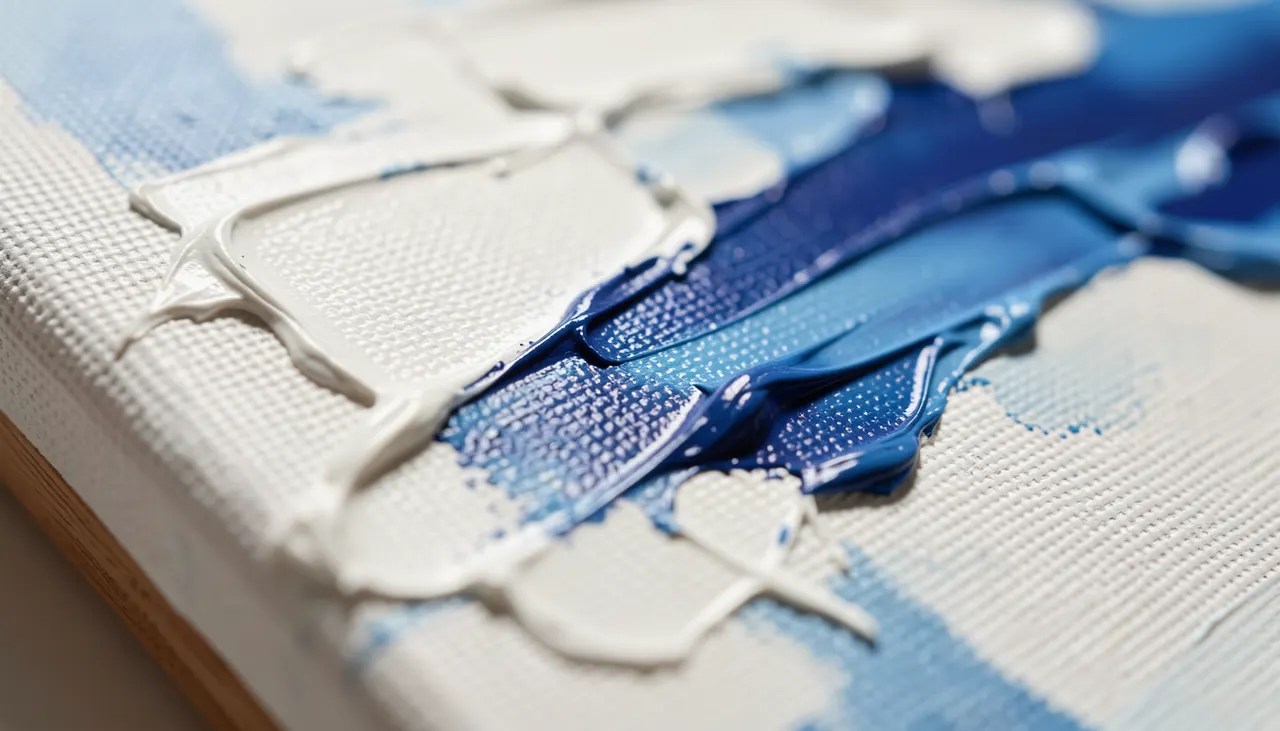Texture de peinture révélée par éclairage rasant Gros plan texture toile peinture huile éclairage latéral 30 degrés révèle relief pinceau