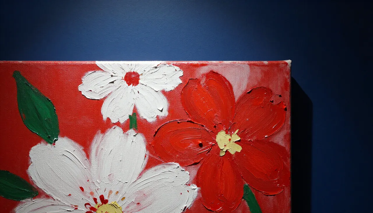 Gros plan de peinture saturée sur mur sombre