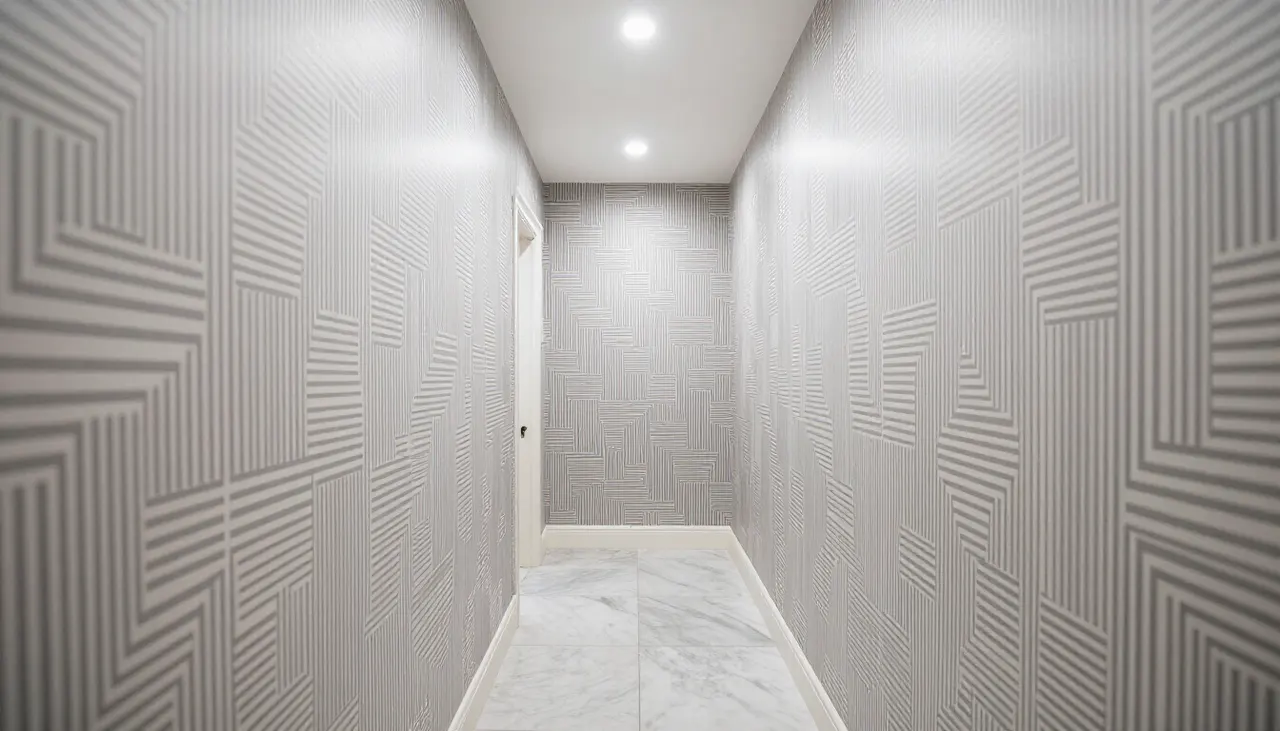 Jouer avec les perspectives Couloir avec motif de lignes convergentes