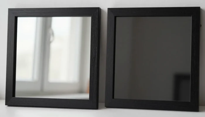 Deux cadres comparés, l'un brillant, l'autre invisible