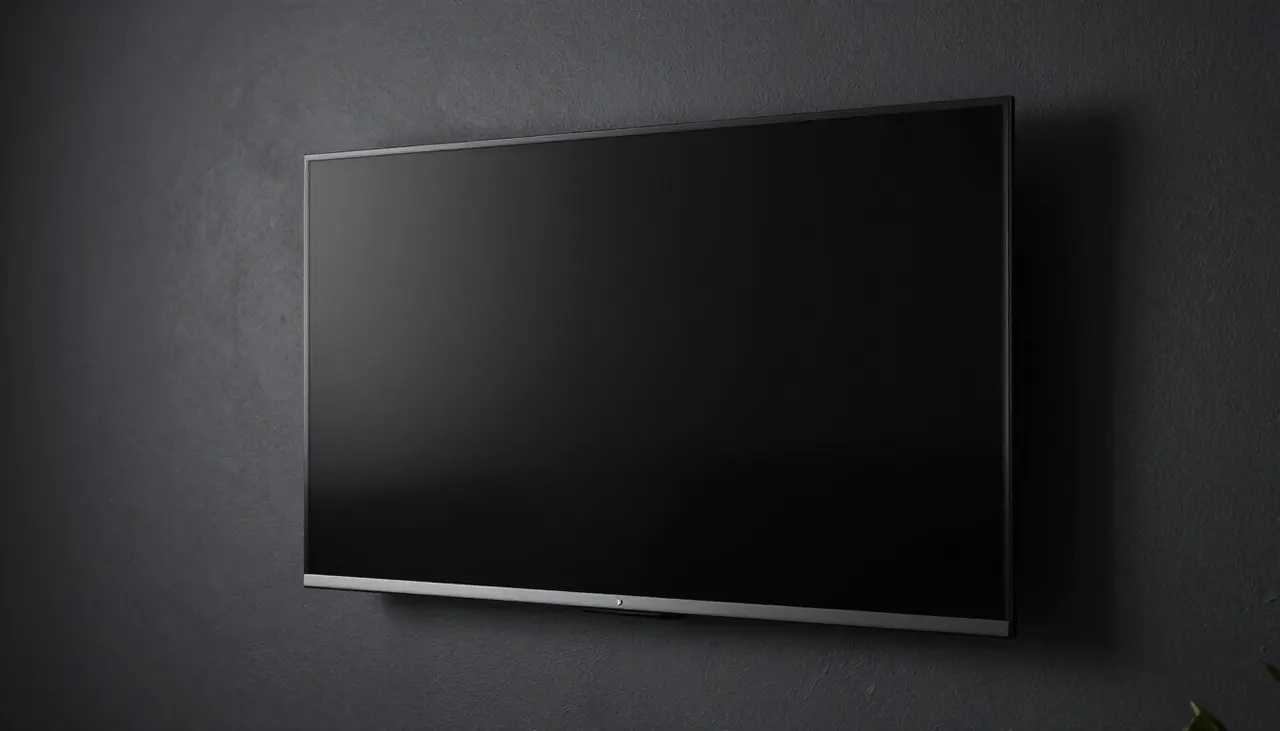 Télévision sur mur peint en anthracite