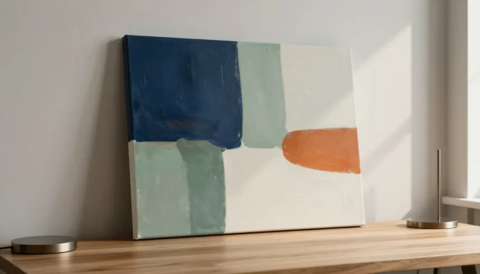 Bureau moderne avec une grande toile colorée