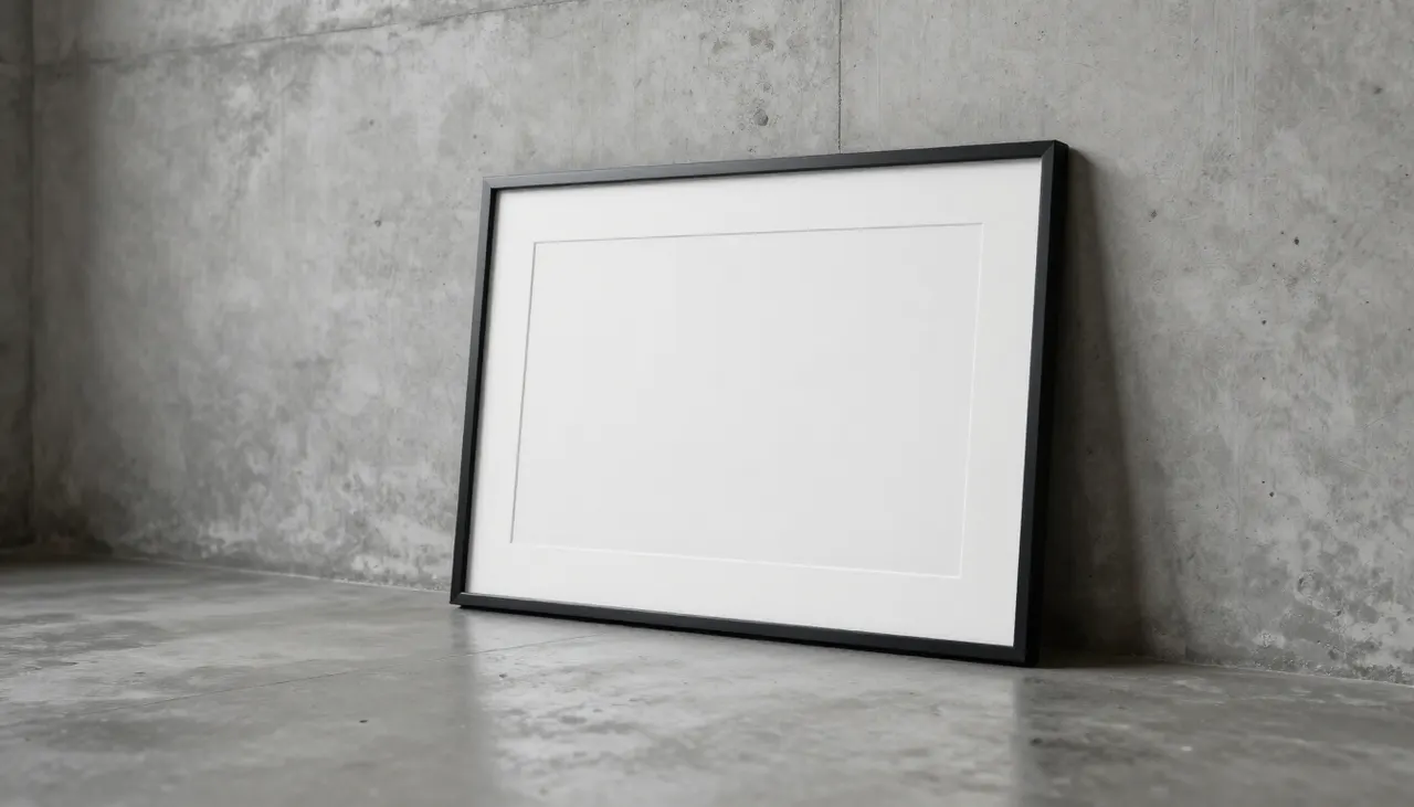 Libérer l'espace Tableau minimaliste posé sur un sol béton