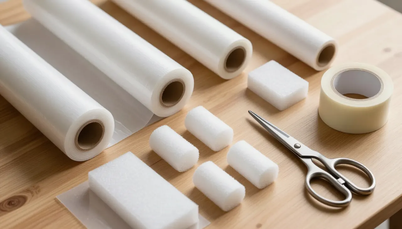 Matériel indispensable Matériel de protection étalé sur une table